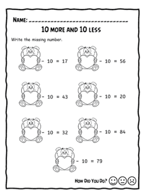 Take Away Hearts 10 More 10 Less